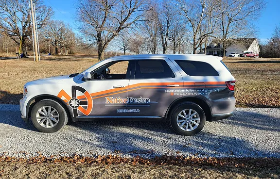 Native Fusion service vehicle parked on a rural road
