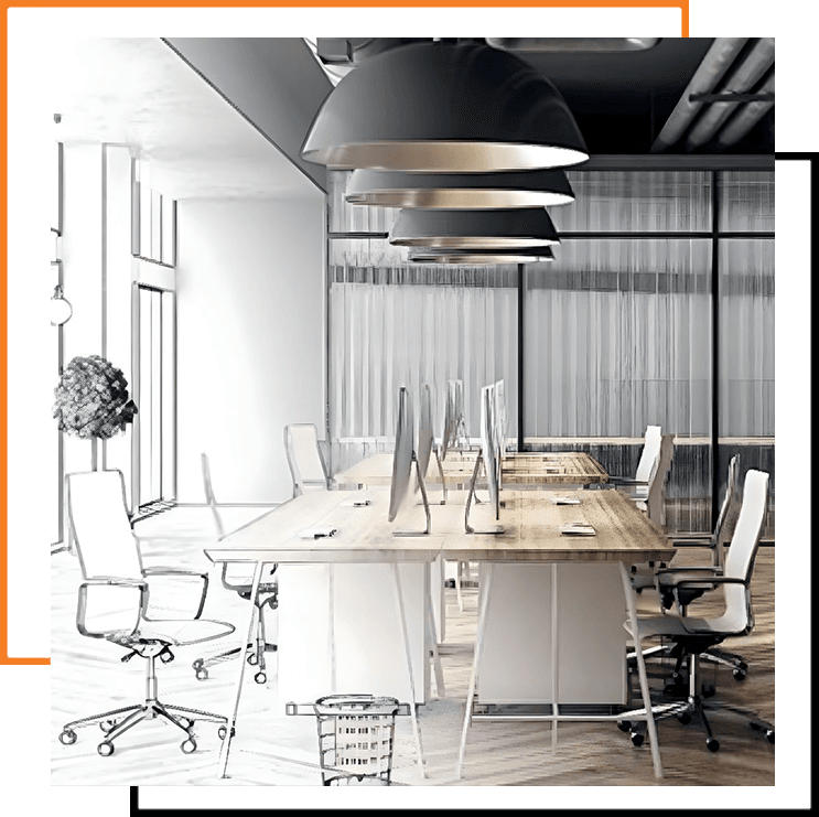 Modern corporate boardroom with long conference table and chairs.